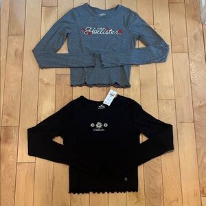 Hollister 2-Pack Kids Gray and Black Long Sleeve Tees